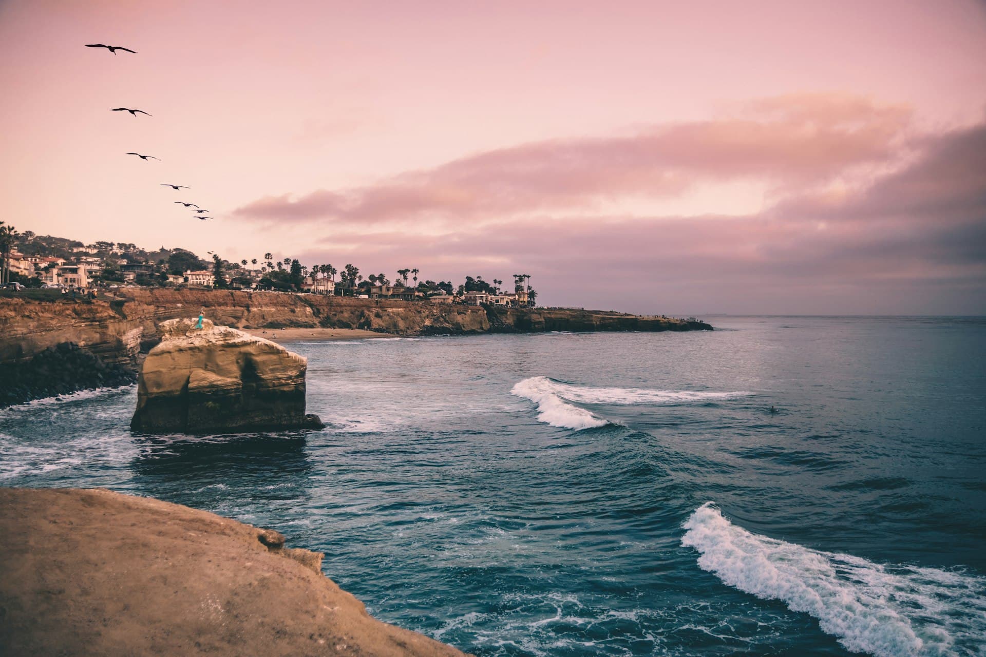 Sunset Cliffs, San Diego at golden hour